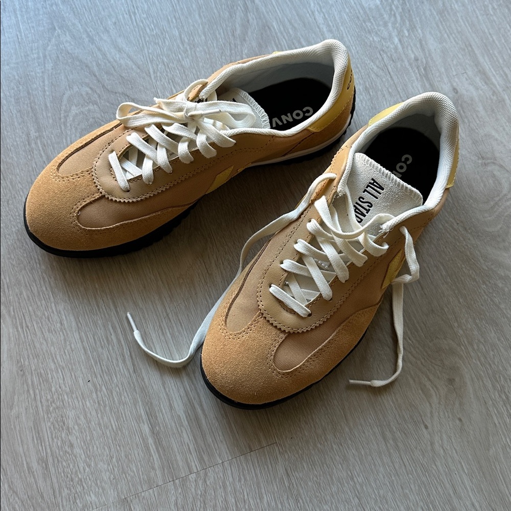 Converse Tan and Yellow Sneakers